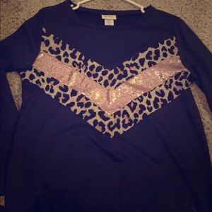 Black Cheetah Sequin long sleeve top